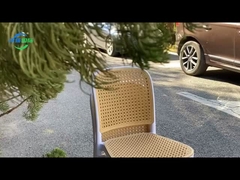 Γαλλικό στυλ ψηλή πίσω τραπεζαρία καρέκλα σε πλαστικό ράταν κάθισμα μαύρο